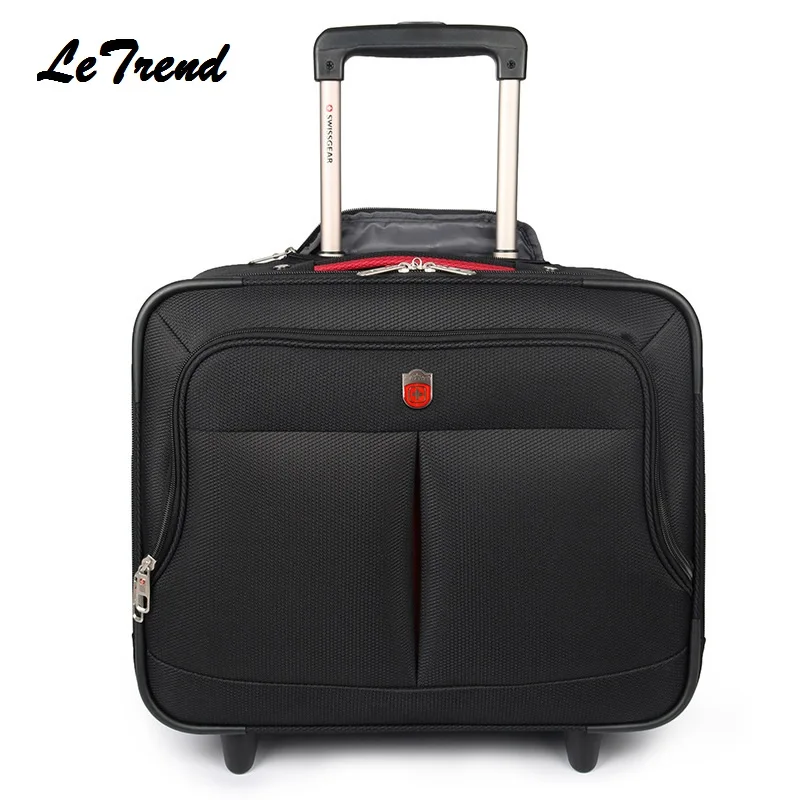 LeTrend New High Quality Nylon Travel Multi-function Luggage Hand Trolley Men Boarding Suitcase Large Capacity Travel Luggage