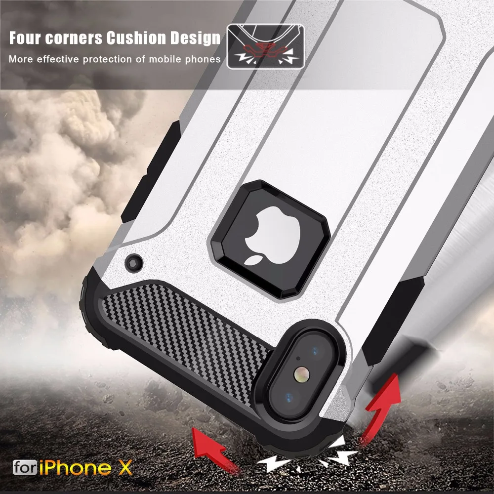 For iPhone XR case Shockproof Hybrid PC Armor Anti-Shock Silicone Cover XS Max X 5 6s 7 8 Plus Rugged Case | Мобильные телефоны и