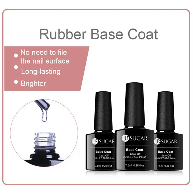 Rubber Base Coat Ur Sugar 7,5 мл Черный Белый Гель-лак без протирания верхнее покрытие Базовое покрытие замачиваемый УФ светодиодный гель-желе с опалом маникюрный лак для ногтей - Цвет: Rubber Base Coat