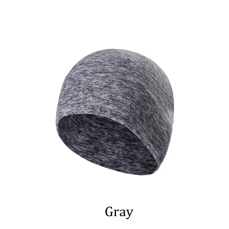 Gray Велосипедная Кепка из флиса, сохраняющая тепло, мужские зимние шапочки, утолщенные термальные головные банданы для бега на открытом воздухе, лыжного спорта, спортивная шапка для сноубординга - Цвет: Gray
