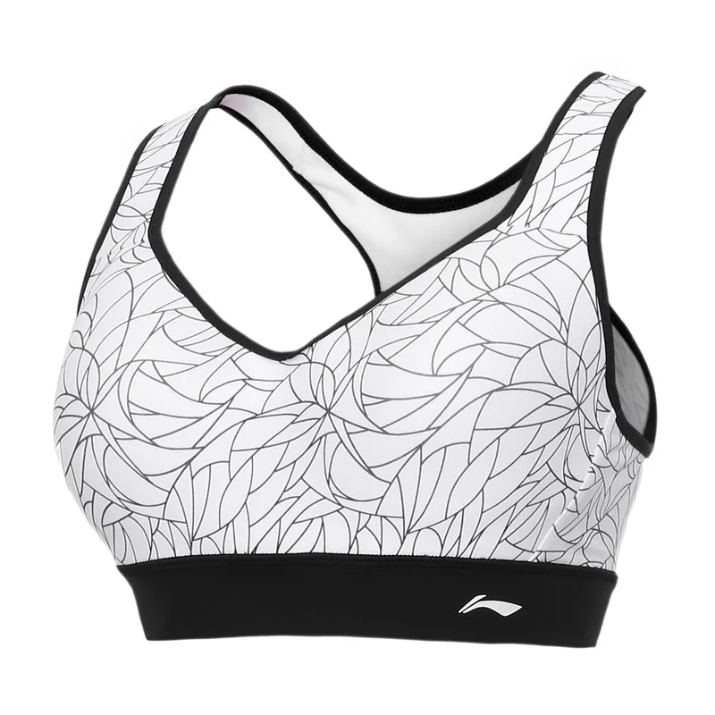 Li-Ning женский тренировочный спортивный бюстгальтер, средняя поддержка, плотно прилегающий нейлон, спандекс, полиэстер, подкладка, спортивные топы AUBP024 WBJ193
