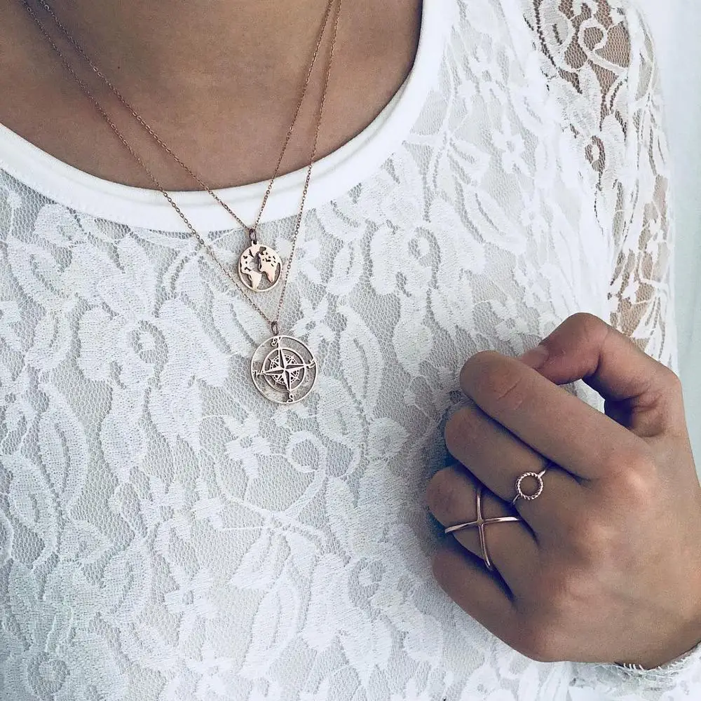 Европа и Америка креативный ретро полый Компас Карта 2 слоя многослойное