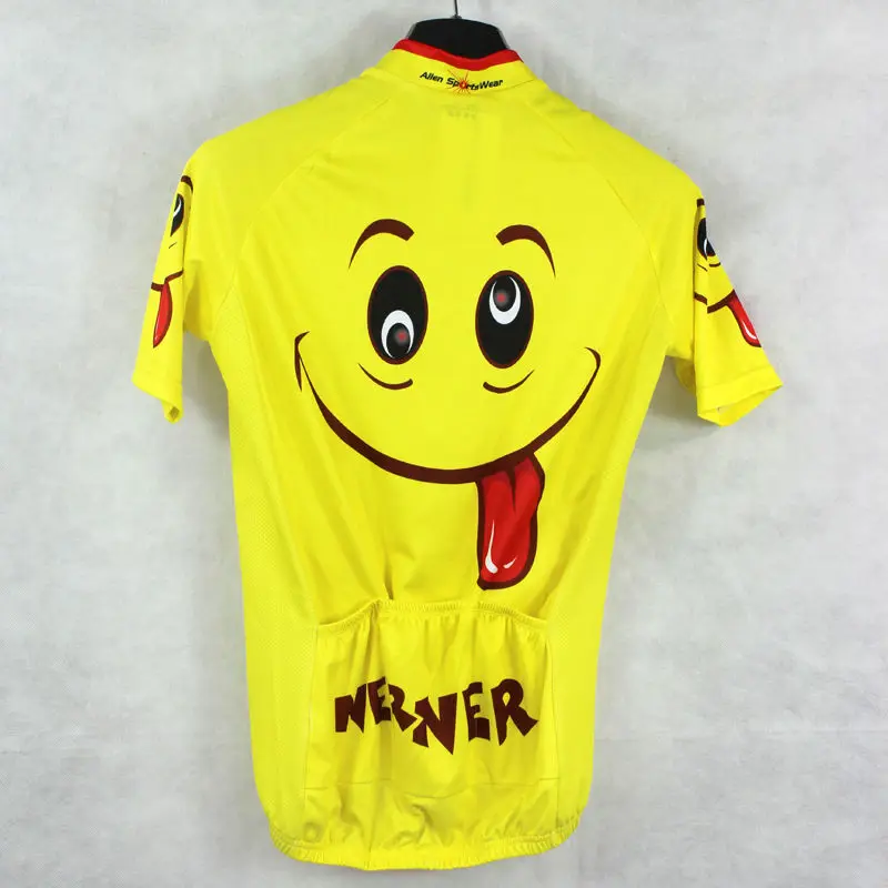 Преувеличенные выражения узоры велоспорт джерси Мужчины Желтый Велосипед