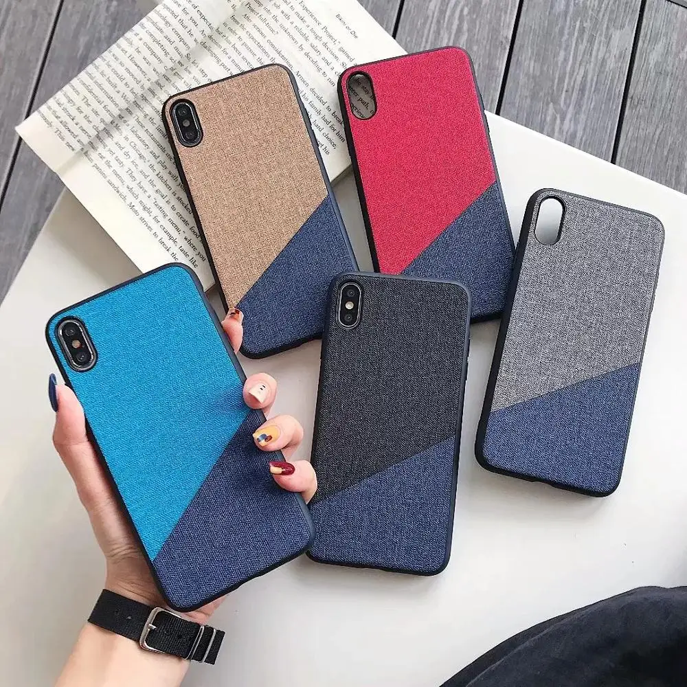 Case For Samsung Galaxy S10 Plus S10e A70 A50 S7 Edge S8 S9 Note 9 8 Splice Color Skin Cloth Soft TPU Cover Shell |