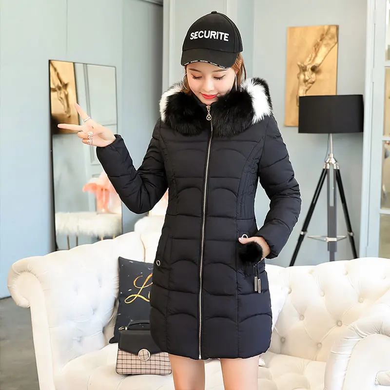 2019 New Fashion Winter Jackets Women With Fur collar Warm Hooded Female Womens Coat Long Parka Outwear Camperas SY5702 | Женская одежда