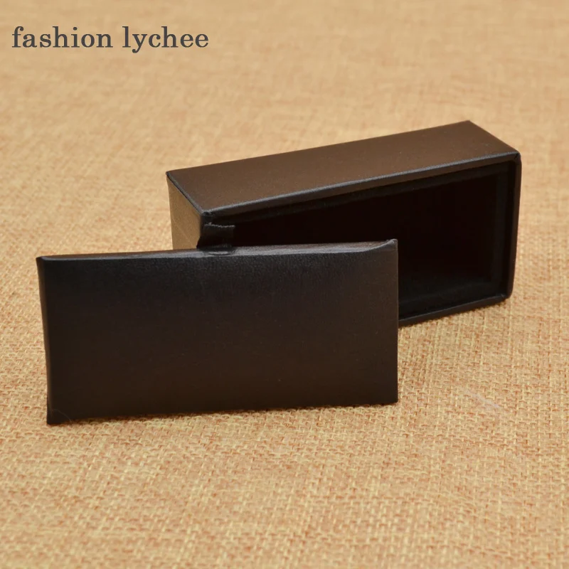 Модная черная кожаная подставка lychee для хранения колец и сережек ювелирных
