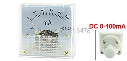 91C4 квадратный ток испытательная панель манометр Аналоговый Ампер метр DC 0-100mA |