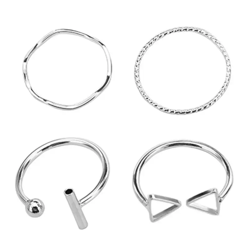 4 шт./компл. кольцо в стиле Харадзюку простые геометрические открытые