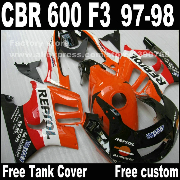 Мотоциклетные детали для HONDA CBR 600 F3 Обтекатели 1997 1998 CBR600 97 98 оранжевый черный