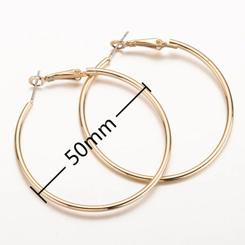50MM Hfarich модные большие круглые серьги для женщин из нержавеющей стали золотые черные серьги-кольца женские современные серьги-гвоздики ювелирные изделия - Окраска металла: 50MM