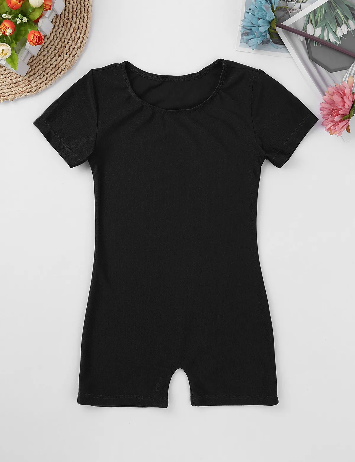 Kids Boys Girls Short Sleeves Solid Color Stretchy Ballet Dance Dress Gymnastics Leotard Jumpsuit Unitard for dance class | Детская