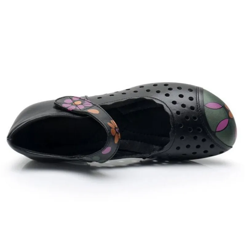 Женская обувь из натуральной кожи с принтом удобная мягкая повседневная на