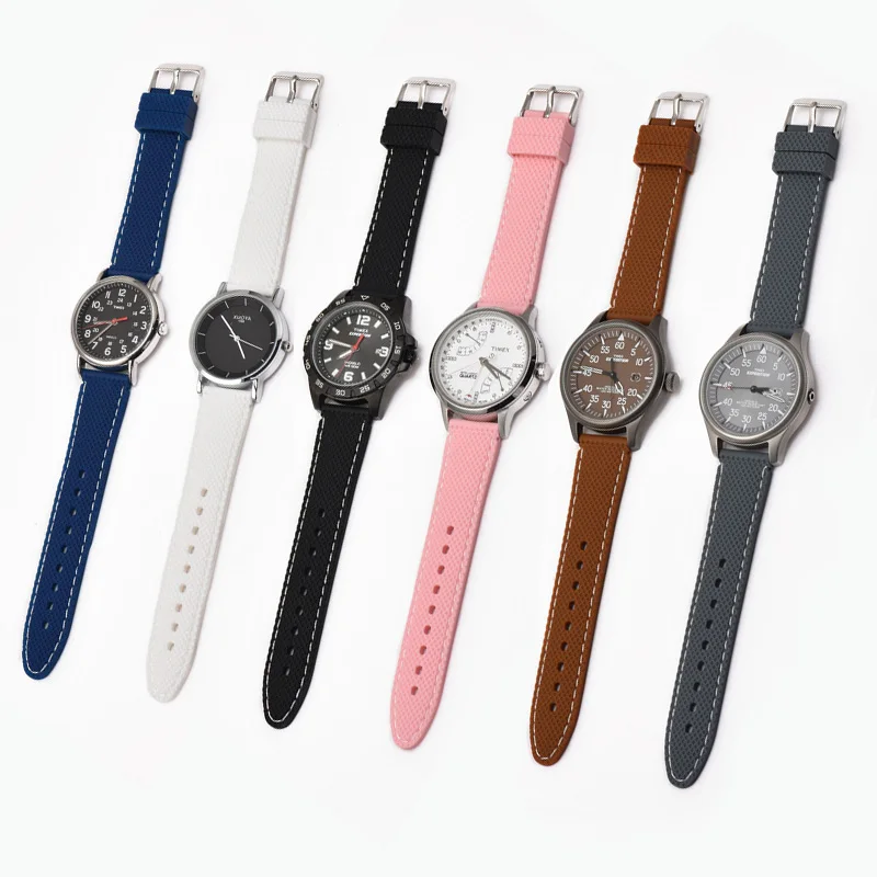 BEAFIRY Soft Silicone Watch Band Strap 20mm 22mm Waterproof Watchband for Samsung/Ticwatch for men women Belt Black Blue Brown