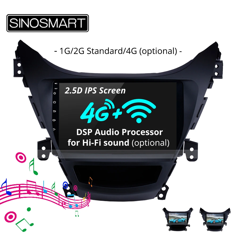 SINOSMART 2.5D IPS/QLED экран 1G/2G автомобильная навигация GPS плеер для hyubai Elantra Avante MD 2011 2015 32EQ