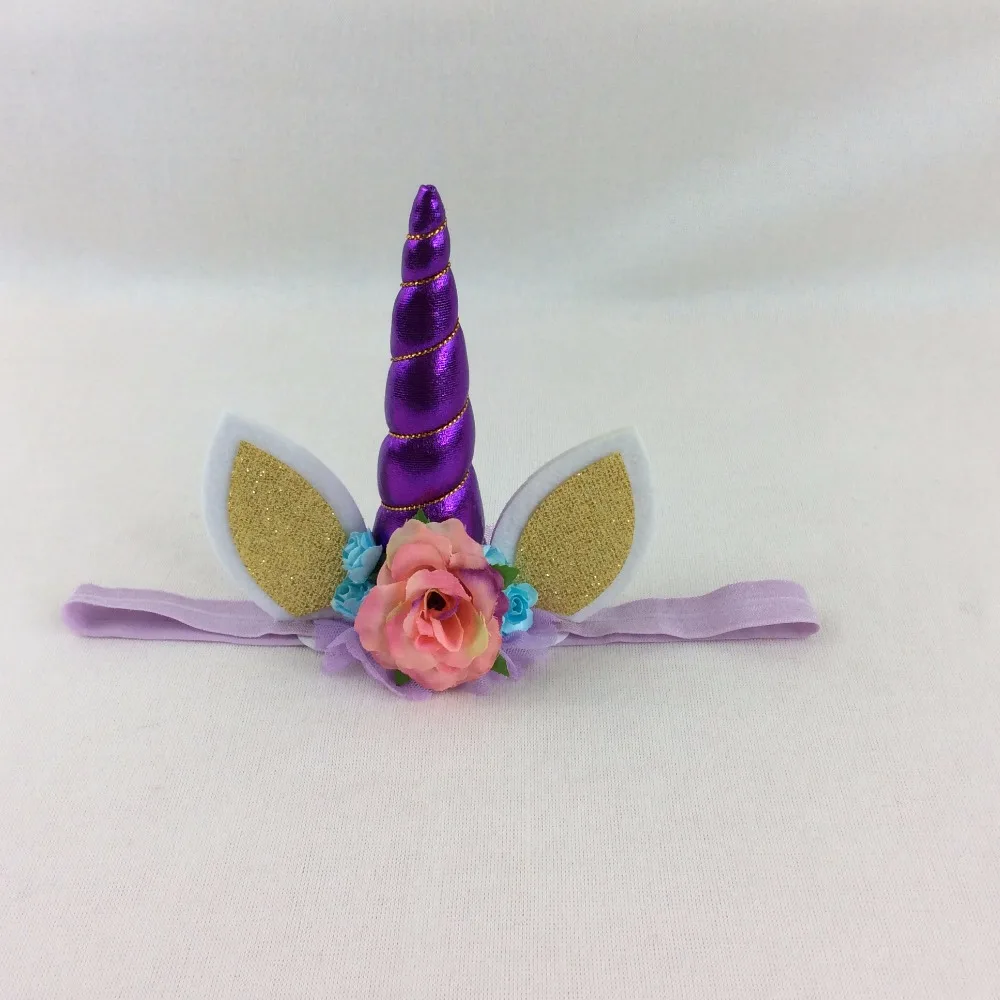5 шт. милый Рог единорога 15 см с шифоновой повязкой на голову блестками Пасхальный
