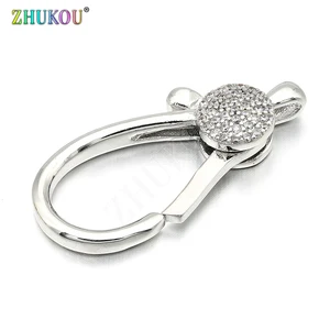 Латунные застежки-карабины с фианитом 18*36 мм для ювелирных изделий сделай сам, аксессуары, смешанные цвета, отверстие: 2,5 мм, модель: VK52