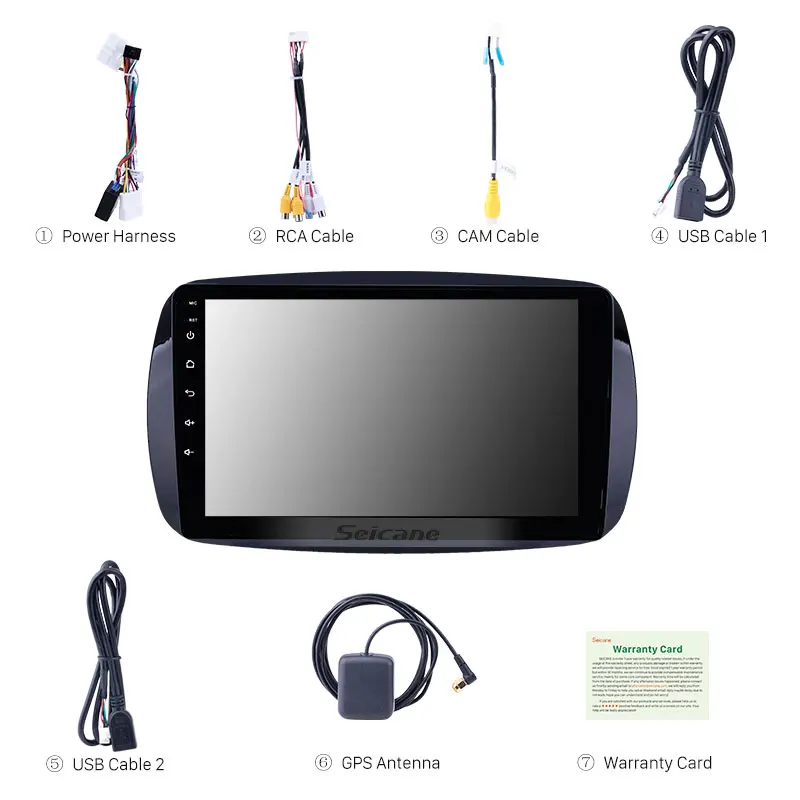 Seicane Автомобильный gps радио плеер для Mercedes Benz Smart с Bluetooth AUX Поддержка DVR Carplay OBD управление рулевым колесом