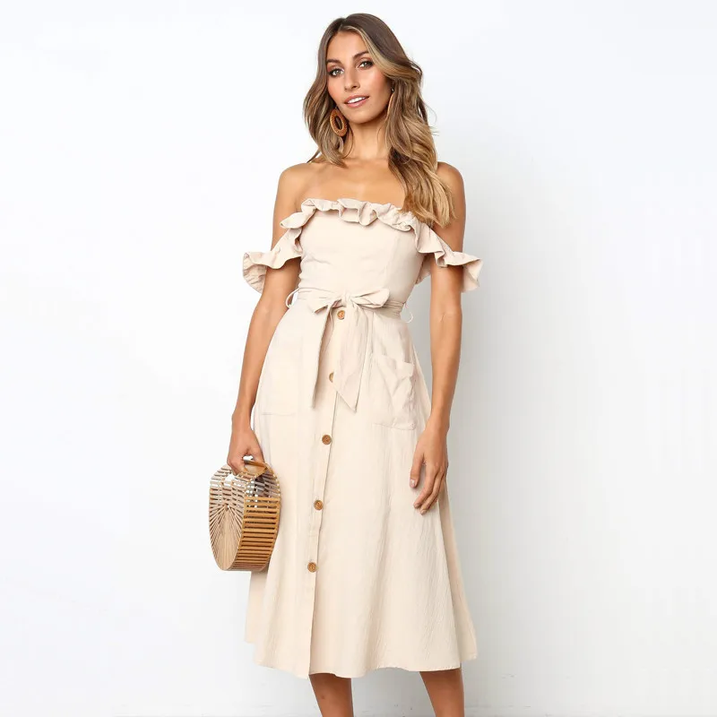 2019 летнее Повседневное платье трапециевидной формы для леди сексуальное с