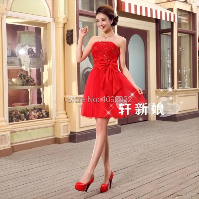 Женское свадебное платье размера плюс s красное короткое с открытой спиной на