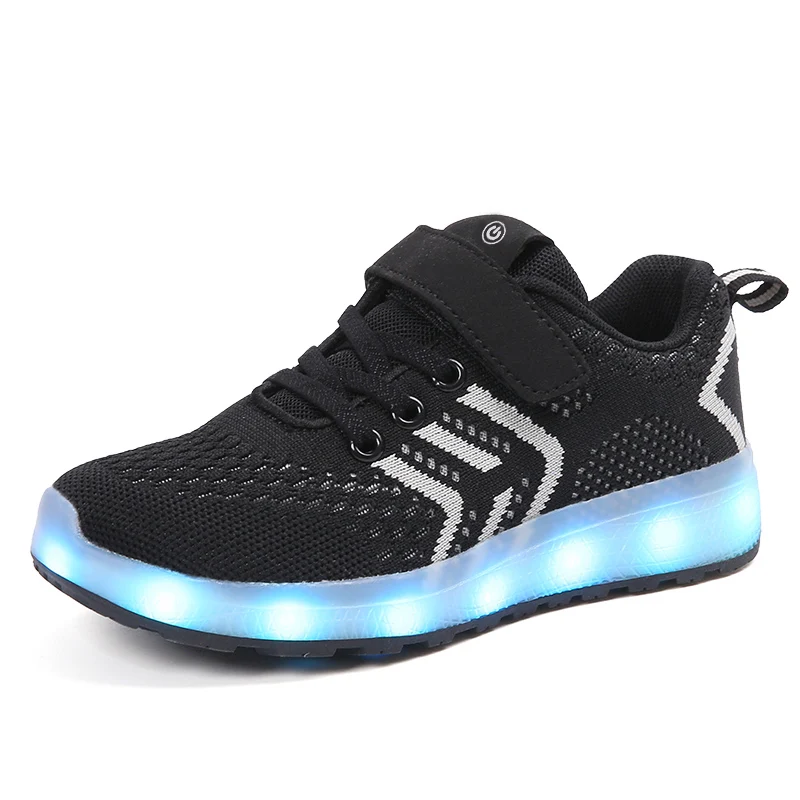 

Breathable 2018 New 25-37 USB Charger Glowing Sneakers Led Children Lighting Shoes Boys/Girls illuminated Luminous Sneaker Pink