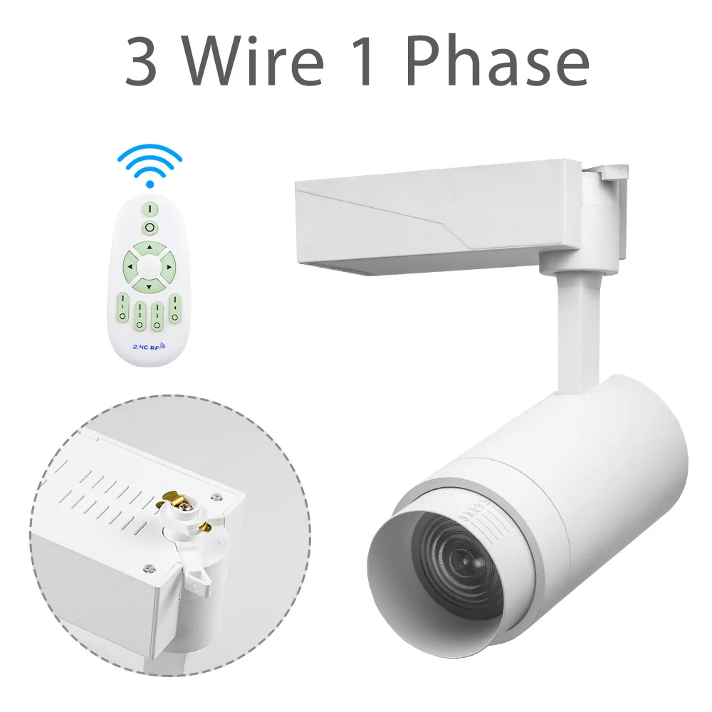 White 3 wire 1 phase 2,4G RF беспроводной управляемый светодиодный Трековый светильник 20 Вт изменяемый Цвет Регулируемый потолочный рельсовый Точечный светильник s масштабируемый Трековый светильник - Испускаемый цвет: White 3 wire 1 phase
