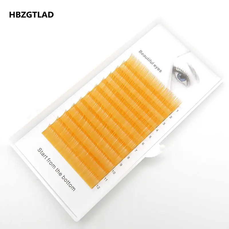 HBZGTLAD C/D curl 0,07/0,1 мм 8/14 мм Ложные ресницы оранжевый ресницы индивидуальные цветные ресницы искусственной объем ресниц для наращивания