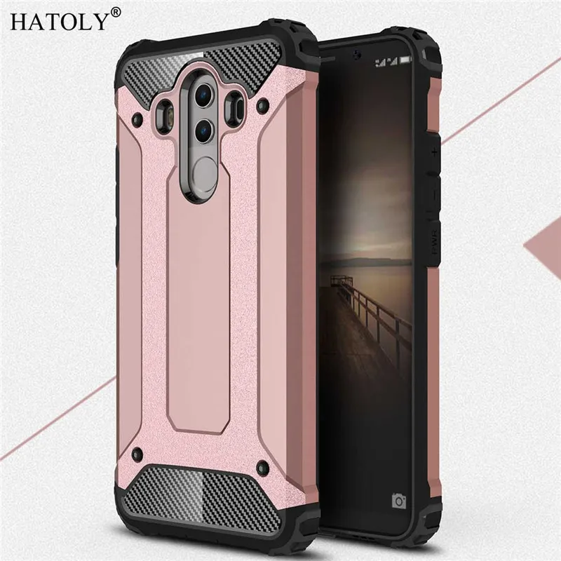 HATOLY для Coque huawei mate 10 Pro Чехол сверхмощный Броня тонкий жесткий резиновый чехол силиконовый чехол для телефона для huawei mate 10 Pro 6" - Цвет: Rose Gold