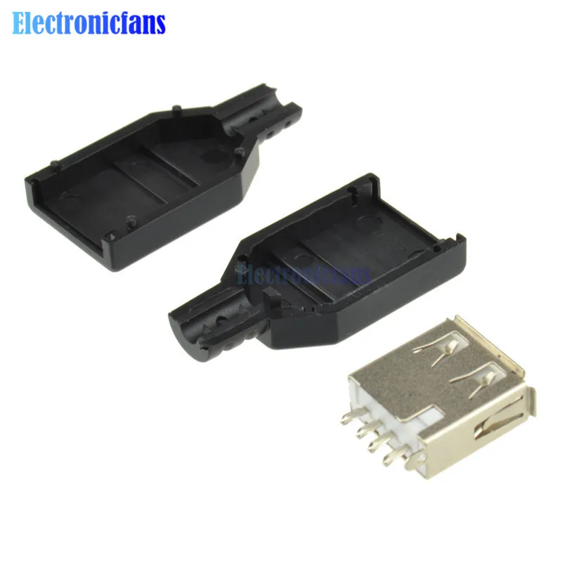 10 шт. USB 2.0 штекер Type-A 4-контактный гнездовой адаптер с пластиковой крышкой |