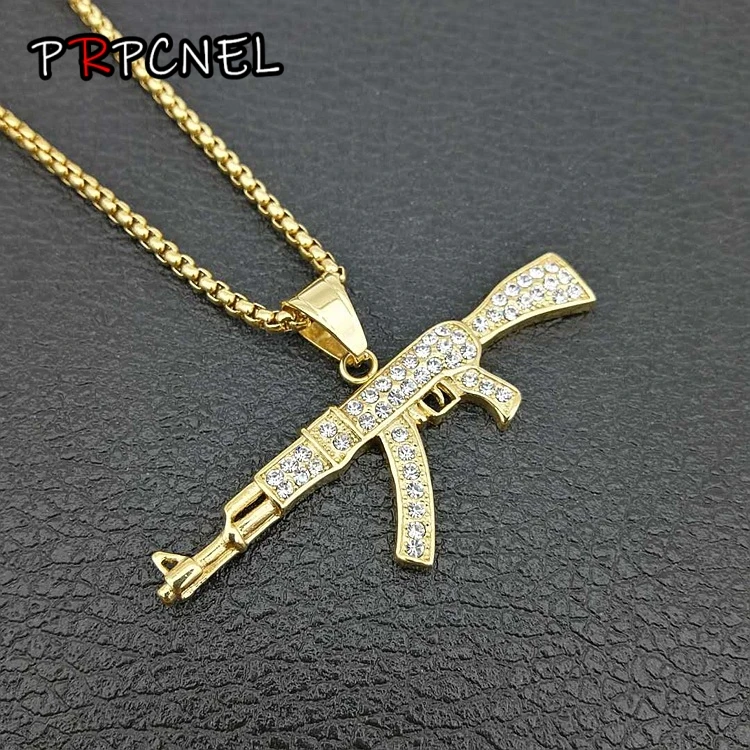 Ожерелье AK47 с кулоном из нержавеющей стали украшение в стиле хип хоп кубинская