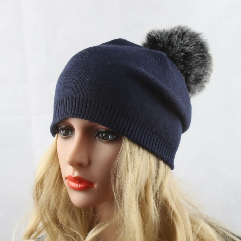 Женские зимние шапки HEALCOLD вязаные из искусственного меха с помпонами|winter hats for