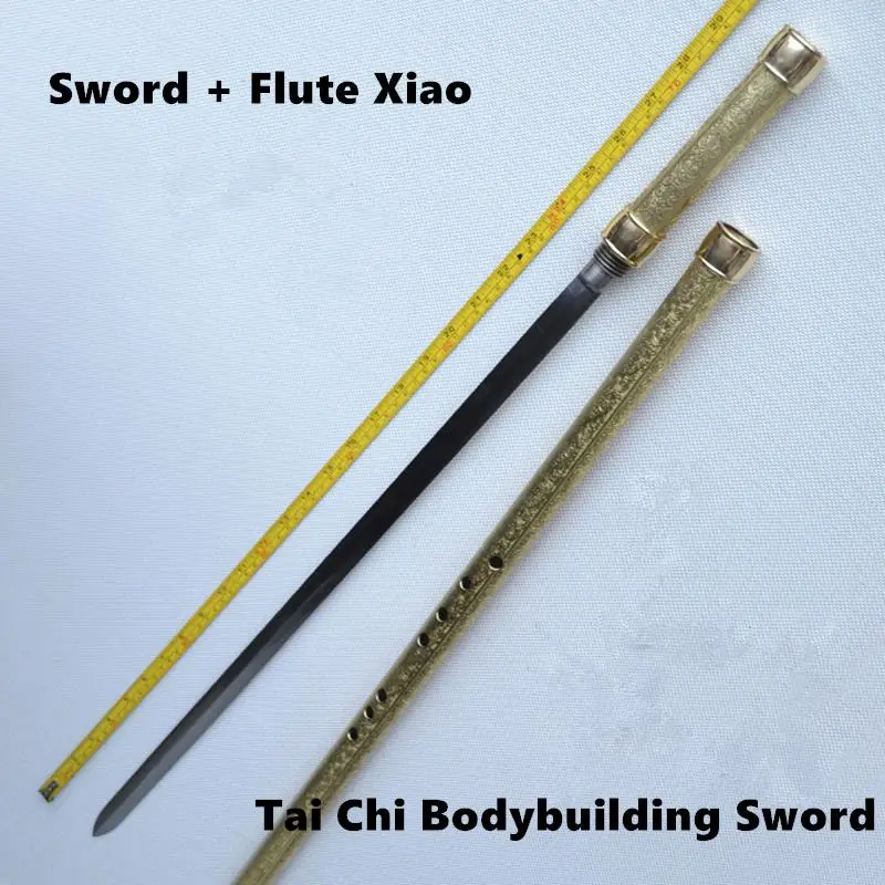 

Brass Metal Flute Xiao + Sword F Key Tai Chi Bodybuilding Sword Flauta Martial Arts Sword Transverse Flute Self-defense Weapon