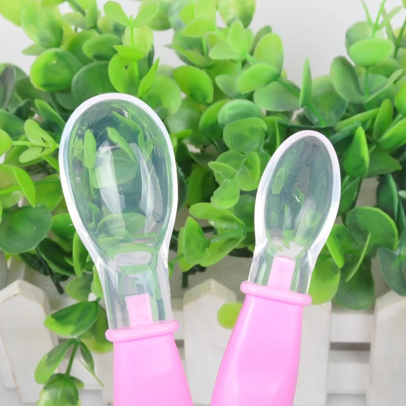 Ежедневное детское Кормление Мягкий для кормления детская посуда ложка Flatware Детские Силиконовые 2 шт набор