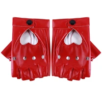 leather gloves luvas guantes mujer for women girls red balck white loving heart gloves for women