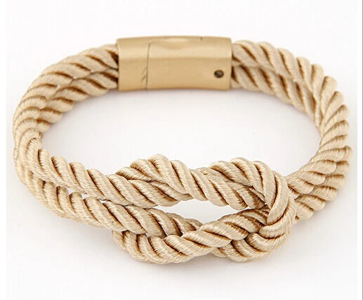Двухслойный золотистый веревочный браслет с подвеской в морском стиле для