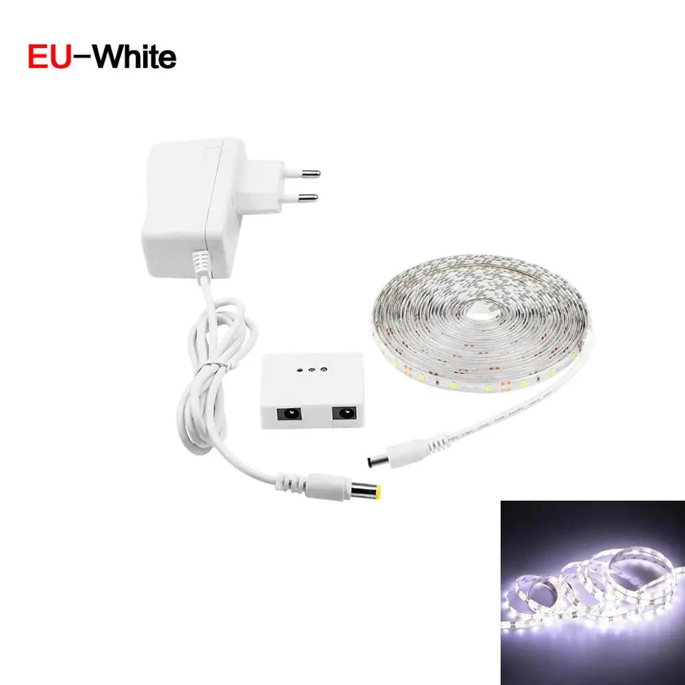 White-EU Plug 1M 2M 3M 4M 5M LED Strip Tape With Dimmable Hand Sweep Sensor Switch Night light DIY Closet Kitchen Cabinet lights Wardrobe lamp - Испускаемый цвет: White-EU Plug
