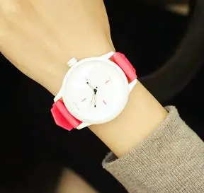 Hot Pink MILER бренд мягкий силиконовый ремешок желе кварцевые часы наручные часы для женщин Дамы Любителей черный белый - Цвет: Hot Pink