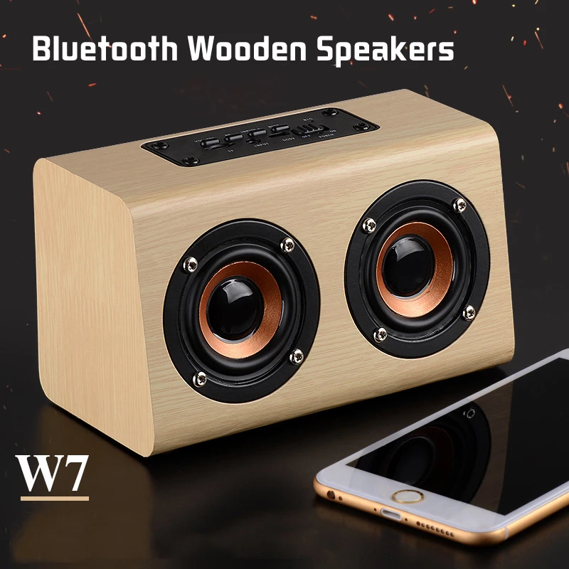 Новинка 2017 спикер W7 ретро деревянный HIFI 3D двойной громкий динамик s Bluetooth