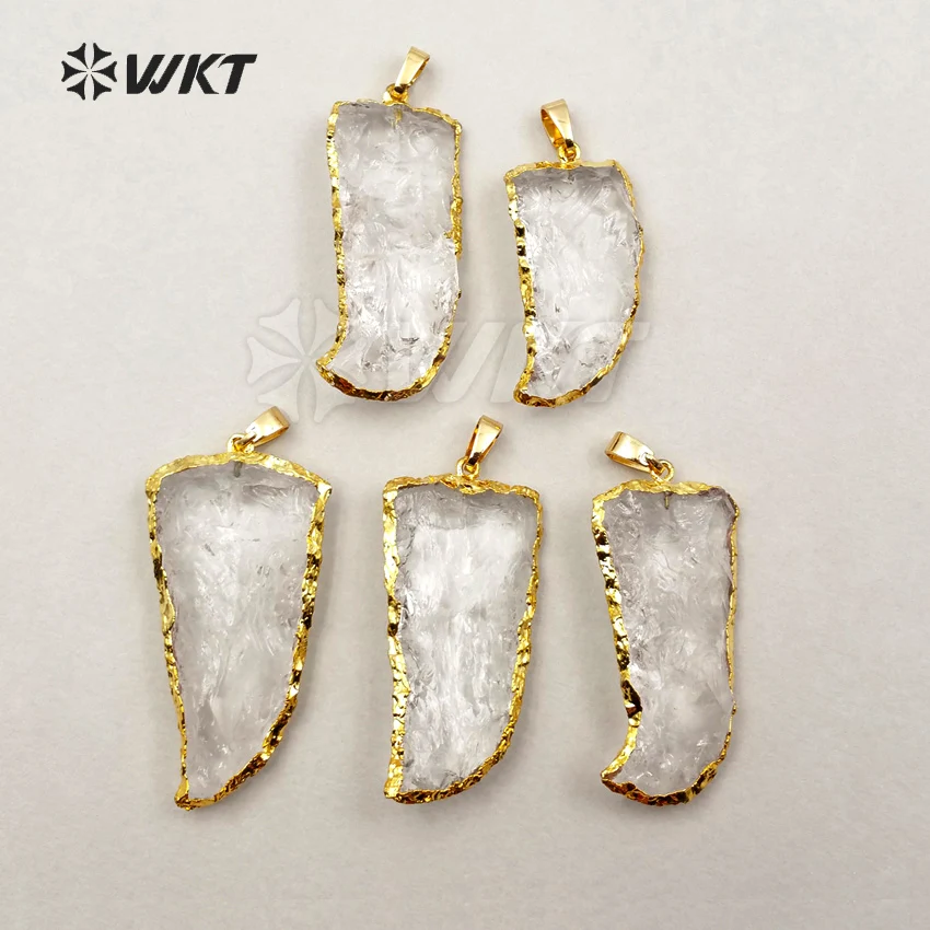 

WT-P1229 Wholesale fashion jewelry knife crystal pendant High quality stockings crystal quartz with gold electroplate women gift