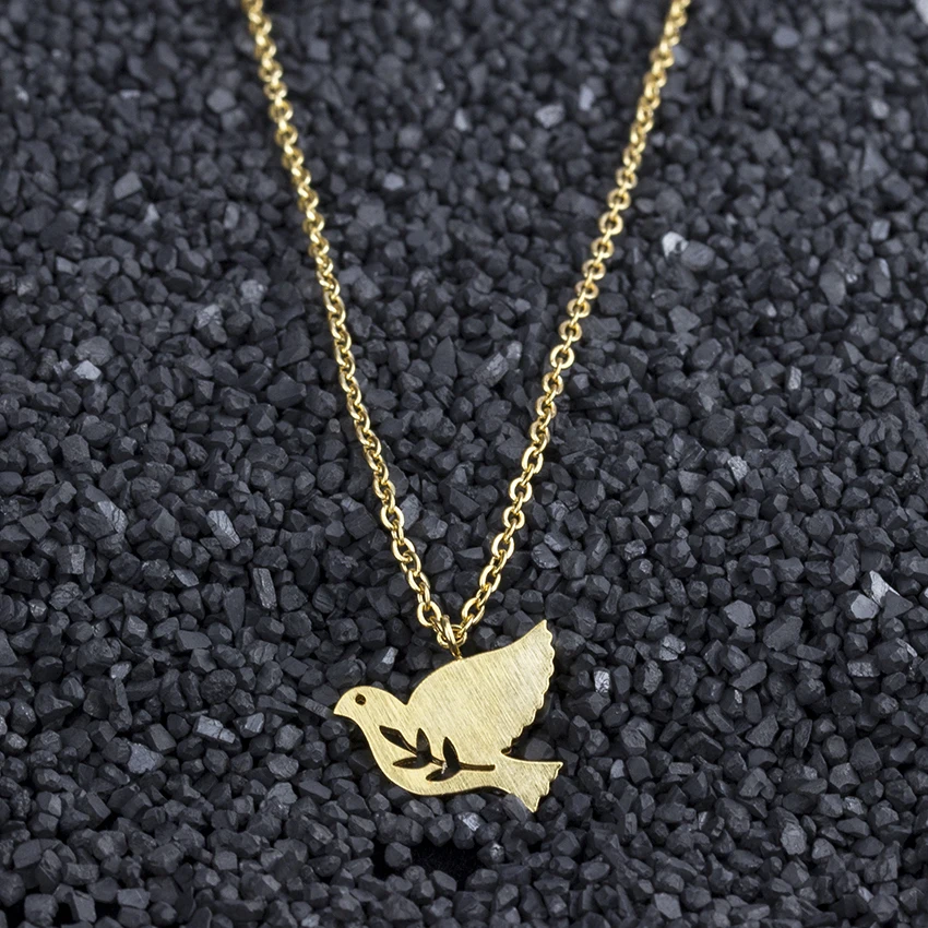 V Attract 10Pcs Lot Jewelry Wholesale Delicate Pigeon Bird Peace Necklaces Pendants Stainless Steel Chain Collier Femme | Украшения и