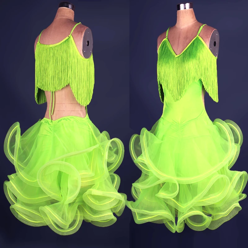 Новинка 2015 Года! Распрадажа! Новое желтое платье с бахрамой для латино