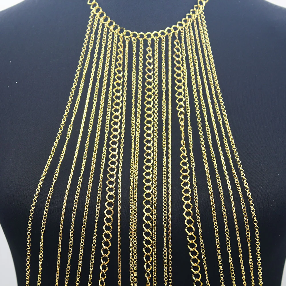 2 Colors Full Metal Crystal Pendant Necklace Body Chain Shoulder Gold JEWELRY Bikini Harness Dress BY123 | Украшения и аксессуары