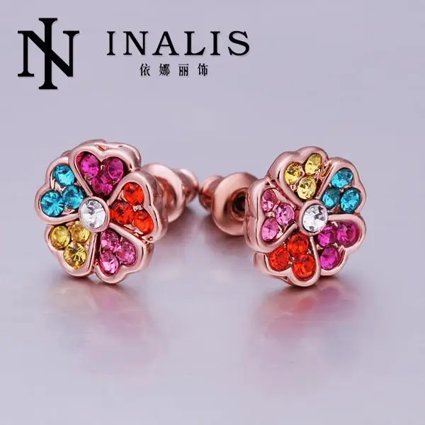 E385 Wholesale! Nickle Free Antiallergic 18K Real Gold Plated Earrings For Women New Fashion Jewelry Shipping | Украшения и