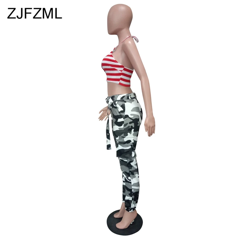 ZJFZML женские модные камуфляжные брюки с высокой талией Pantalon женский брючный костюм длинные спортивные брюки Хлопок Уличная тонкая камуфляжная брюки
