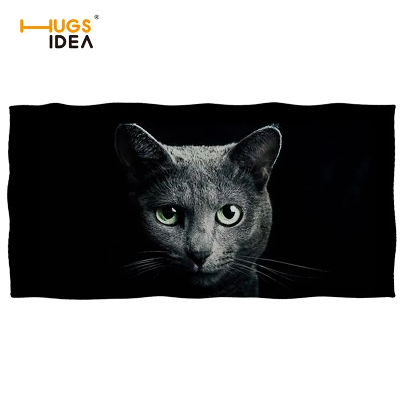 HUGSIDEA черная кошка 3D печатных полотенца с фигурками животных из микрофибры