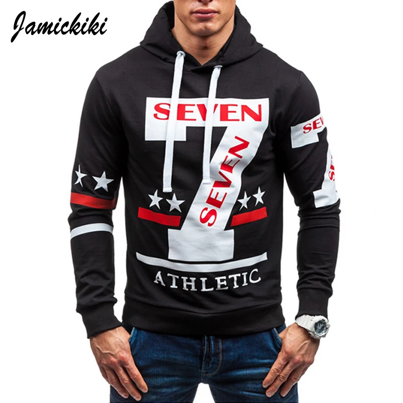 Jamickiki 2016 Новые Моды для Мужчин Толстовки Кофты 7 Письмо Печатные Пуловер