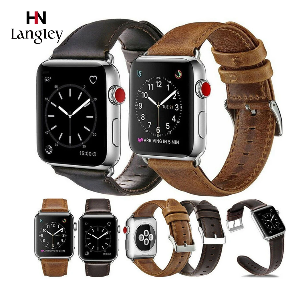 

Genuine Leather Watchband For Apple Watch 38 /42mm iwatch 1/2/3/4/5 40mm/44mm Strap High Quality Watch Bands Watches Accessories