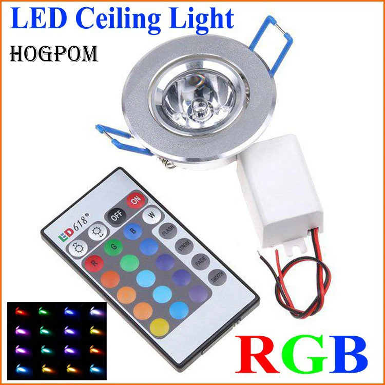 1 шт. светодиодный светильник 3 Вт RGB 16 цветов Точечный светильник AC85-265V+ ИК пульт дистанционного управления RGB светодиодный потолочный светильник