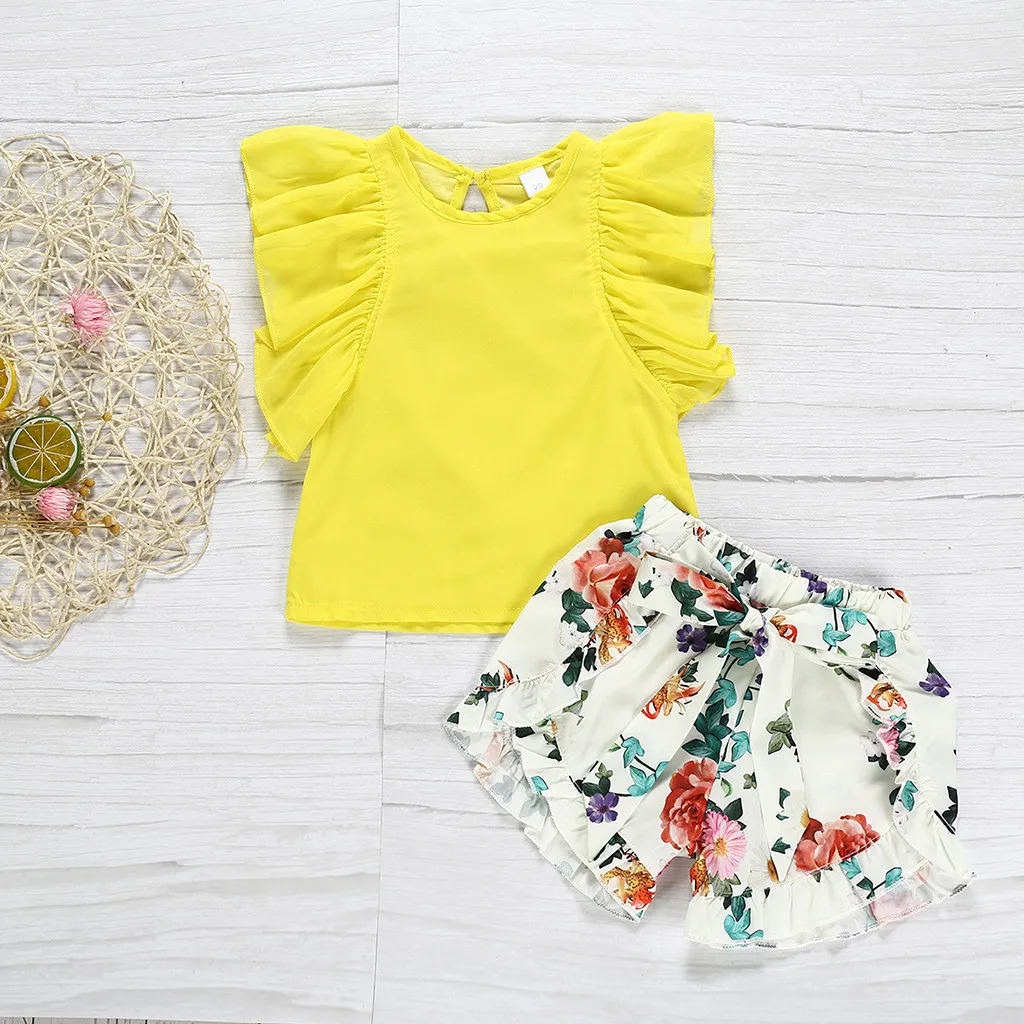Одежда для маленьких девочек комплекты летней детской одежды из 2 предметов