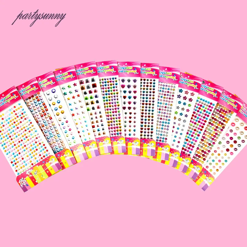 PF Дети Цветок Наклейки Акриловые Кристаллы Стразы Аппликации Клей Glases Flatback Бисер