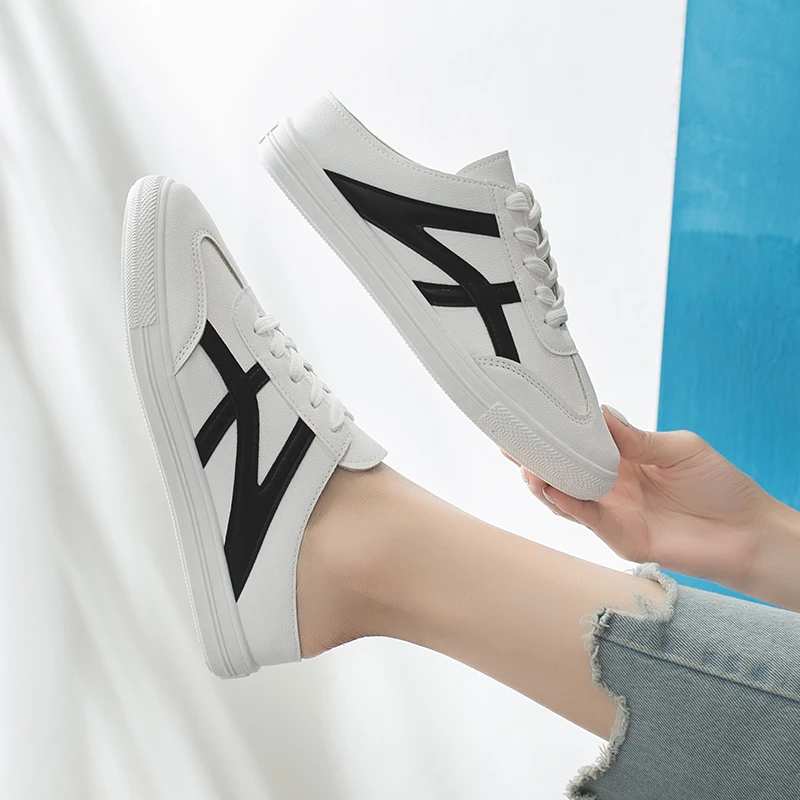 Shoes female 2019 tide shoes half support women's new casual summer models lazy drag small white | Обувь